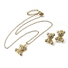 Bear Brass Micro Pave Cubic Zirconia Stud Earrings & Pendant Necklaces Sets SJEW-Z002-01G-4