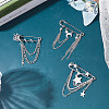 3Pcs 3 Styles Star & Moon Alloy Rhinestone Safety Pin JEWB-HY0001-46-2
