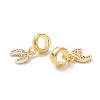 Brass Cubic Zirconia European Dangle Charms KK-B037-18G-2