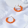 1 Pair Alloy Glass Seed Beads Hoop Earrings EJEW-LP0003-65G-3