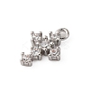 Brass Micro Pave Clear Cubic Zirconia Charms KK-V016-22D-P-2