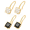 4Pcs 2 Colors Brass Cubic Zirconia Square Dangle Earrings EJEW-GO0001-10-1