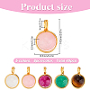 5Pcs 5 Colors Copper Wire Wrapped Natural Mashan Jade & Malaysia Jade & Tiger Eye & Green Aventurine & Quartz Crystal Round Charms PALLOY-HY00112-2