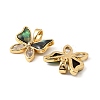 Brass & Paua Shell & Clear Cubic Zirconia Pendants KK-G538-01G-2