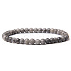 4mm Round Natural Map Stone Beads Bracelet for Men KG3069-21-1