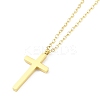Ion Plating(IP) 304 Stainless Steel Cable Chain Religion Cross Pendant Necklaces for Women NJEW-K276-05A-G-1