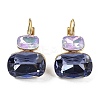 Glass Rectangle Leverback Earrings EJEW-P245-01G-2