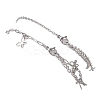 2Pcs 2 Styles 304 Stainless Steel Cable Chain Paperclip Chain Charm Double Layer Anklets for Women AJEW-AN00740-01-6