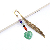 Natural Green Aventurine Heart Pendant Bookmark OFST-PW0006-45G-1