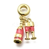 Brass Enamel Goblets & Wine Bottle European Dangle Charms Large Hole Pendants KK-Z093-08G-01-1