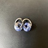 304 Stainless Steel & Natural Blue Spot Jasper Rondelle Bead Hoop Earrings FS-WGF6A0C-05-1