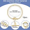 12Pcs 304 Stainless Steel Twisted Curb Chains Bracelets BJEW-SC0001-61G-2