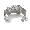 Stainless Steel Chunk Leaf Open Cuff Bangles for Women BJEW-G719-17P-3