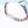 304 Stainless Steel Glass Link Chain Bracelets BJEW-G753-03P-03-3