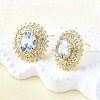 Brass Micro Pave Clear Cubic Zirconia Stud Earrings for Women EJEW-F363-03G-4