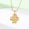304 Stainless Steel Textured Cross Pendant Snake Chain Necklaces for Women NJEW-F354-04G-1