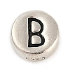 925 Sterling Silver Flat Round with Letter Beads STER-G044-01AS-B-1