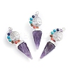 Natural & Synthetic Mixed Gemstone Big Chakra Pointed Pendants G-E566-06-2
