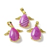 Natural Orchid Banded Agate(Dyed & Heated) Pendants KK-F888-01G-24-1