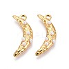 304 Stainless Steel and ABS Imitation Pearl Moon Pendants STAS-T071-19G-1