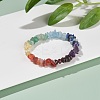 Kids 7 Chakra Natural Mixed Stone Chip Beads Stretch Bracelet with Heart BJEW-JB07377-2
