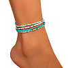 4Pcs Bohemian Style Glass Seed Rondelle Beaded Stretch Anklets for Women WG3334E-02-2