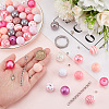 DIY October Breast Cancer Pink Awareness Ribbon Theme Bracelet Keychain Pendant Decoration Making Kit DIY-PH0020-78-3