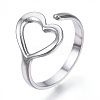 Non-Tarnish 304 Stainless Steel Heart Open Cuff Ring LS-RJEW-N040-24-1