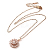 Brass Pave Clear Glass Flower Pendant Necklaces NJEW-M080-07B-2