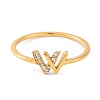 PVD Vacuum Plating 304 Stainless Steel Letter W Finger Ring for Women RJEW-C086-07-G-2