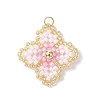 Handmade Glass Seed Beaded Quatrefoil Pattern Pendants PALLOY-MZ00965-03-1