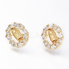 Brass Micro Pave Cubic Zirconia Ear Studs EJEW-G279-03G-01-1
