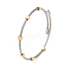 Duo Tone 304 Stainless Steel Cube Bead Cuff Bangles for Women SA-CBA2192-01GP-4