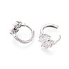 Brass Micro Pave Clear Cubic Zirconia Clover Hoop Earrings EJEW-T048-42P-3