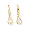 Teardrop Rack Plating Brass Cubic Zirconia Hoop Earrings EJEW-K245-23G-1