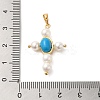 Rack Plating Brass & Acrylic Pearl & Synthetic Turquoise Pendants KK-G488-03G-4
