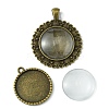 DIY Blank Round Glass & Tibetan Style Alloy Pendant Making Kits DIY-FS0006-10-2
