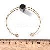 Brass Wire Wrapped Natural Obsidian Hexagon Point Cuff Bangles for Women BJEW-L719-01G-04-5