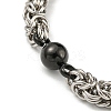 Non-Tarnish Two Tone 201 Stainless Steel Round Link & Byzantine Chain Bracelet BJEW-B078-21BP-2