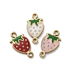 304 Stainless Steel Enamel Strawberry Connector Charms STAS-A121-02G-1