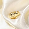 Rack Plating Brass Micro Pave Clear Cubic Zirconia Cuff Finger Rings for Women RJEW-M028-22G-02-5