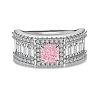 Square Rhodium Plated 925 Sterling Silver Micro Pave Cubic Zirconia Finger Rings RJEW-F168-10P-1