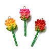 3Pcs Glass Seed Beaded Rose Pendants PALLOY-MZ00461-1