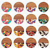16Pcs 8 Colors Transparent Resin & Walnut Wood Pendants RESI-TA0002-10-2