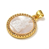 Rack Plating Brass Micro Pave Clear Cubic Zirconia Flat Round Pendants KK-U025-10G-06-2