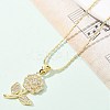 Brass Micro Pave Clear Cubic Zirconia Pendant Necklaces for Women LS-NJEW-M084-02G-01-4