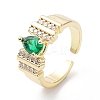 Cubic Zirconia Teardrop Open Cuff Ring RJEW-G287-03G-01-1
