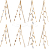 8Pcs 2 Styles Brass Micro Pave Clear Cubic Zirconia Tassel Chains Big Pendants KK-BBC0020-75-1