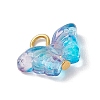 Golden Iron Flat Head Pins and Transparent Spray Painted Glass Beads Pendants PALLOY-JF03129-4