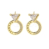Rack Plating Brass Micro Pave Clear Cubic Zirconia Stud Earrings EJEW-T021-07G-1
